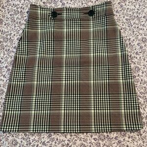 🖤Ann Taylor Flare Skirt Black Plaid Zip Back  A Line Women 0 EUC